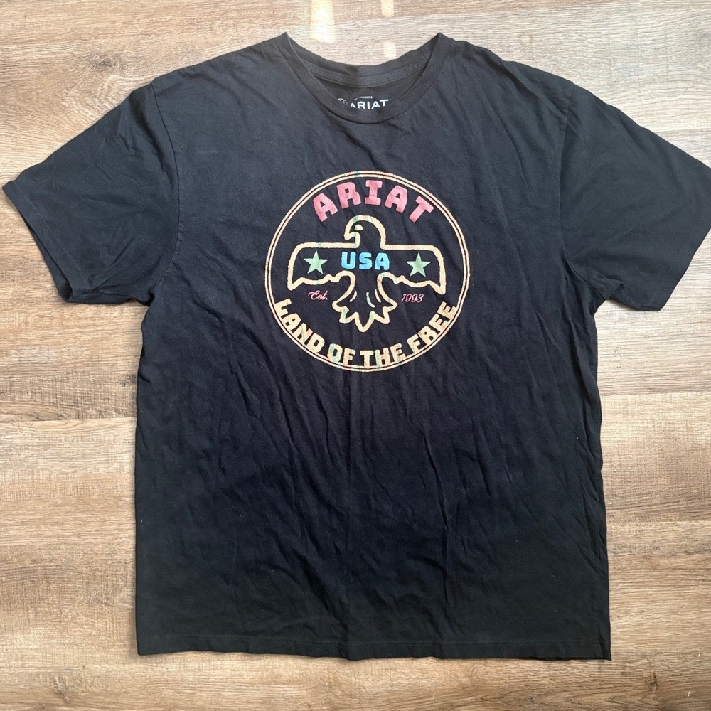Ariat Mens Land Of The Free Eagle Graphic Tee Black XL Cotton Short Sleeve Shirt